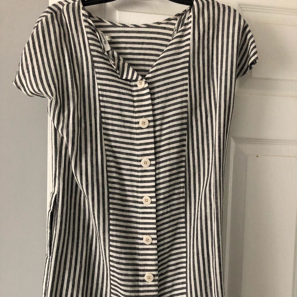 Madewell Stripe Button-Back Tee Dress
